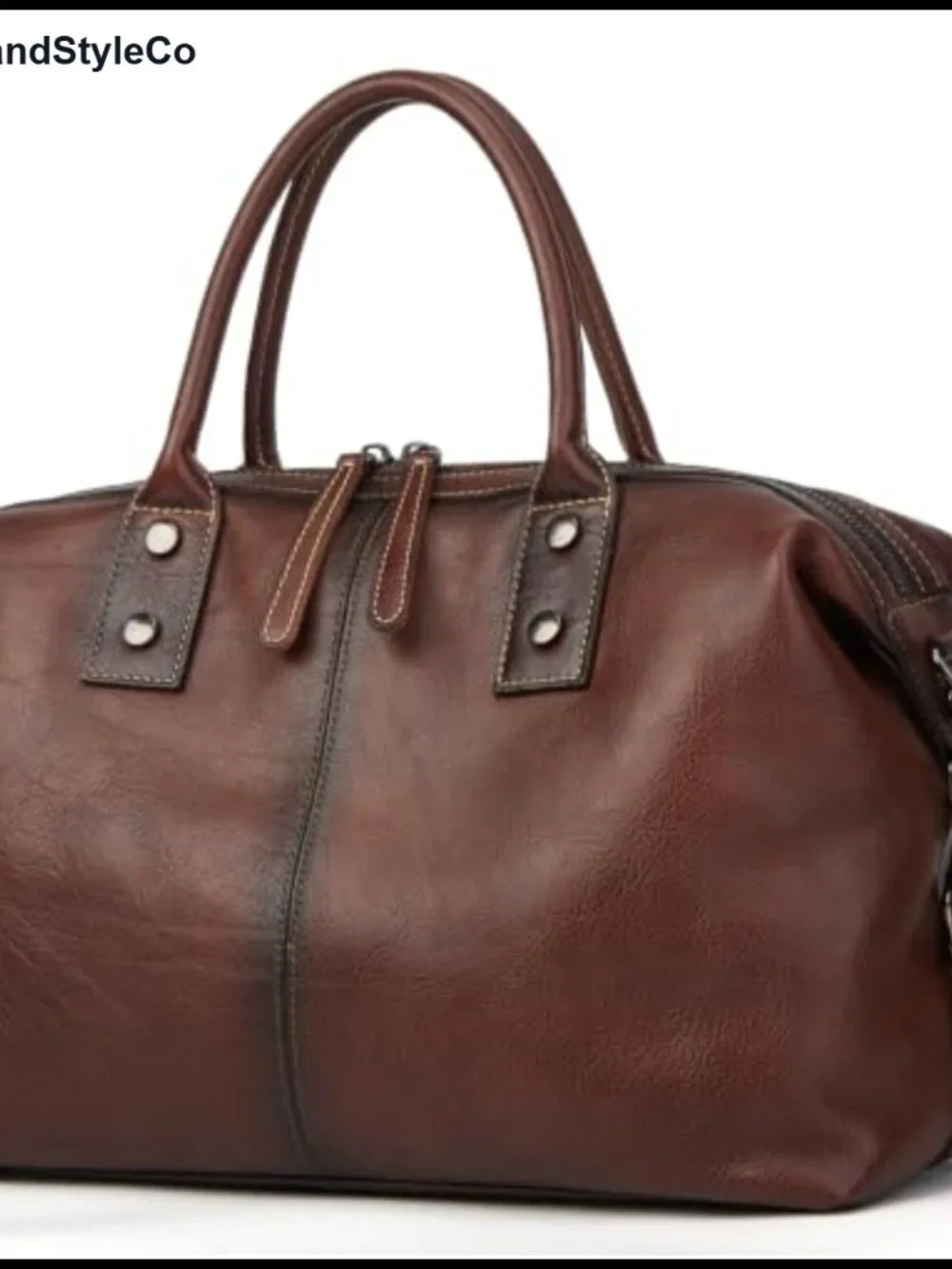 Genuine Leather Satchel Tote Bag with Top Handle and Detachable Shoulder Strap